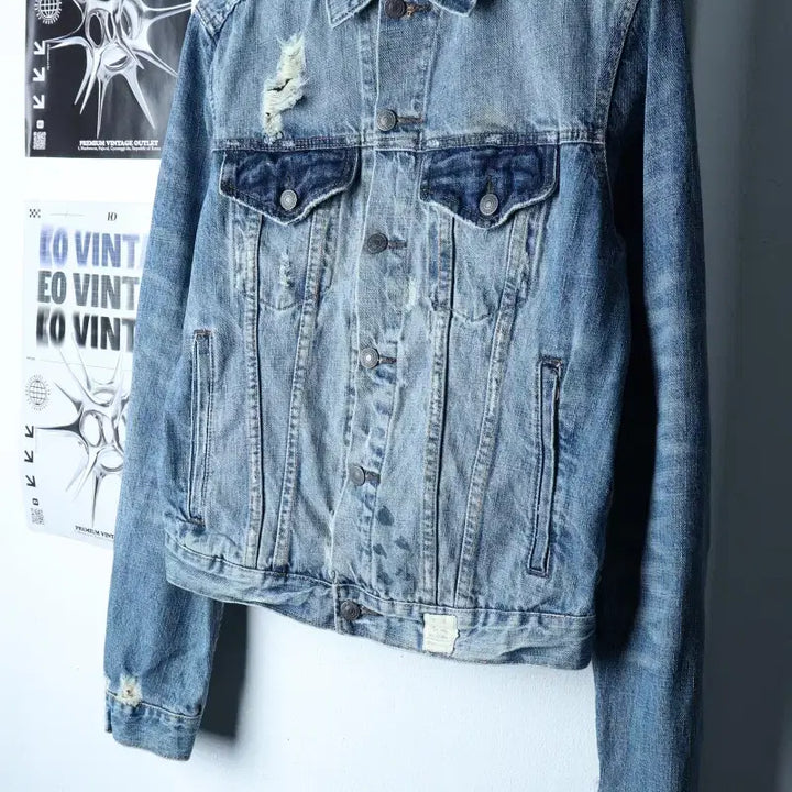 [BUNJANG] Abercrombie & Fitch Denim Trucker Jacket / (M) 아베크롬비 집업 바람막이 점퍼자켓 데님 청 트러커-174E5