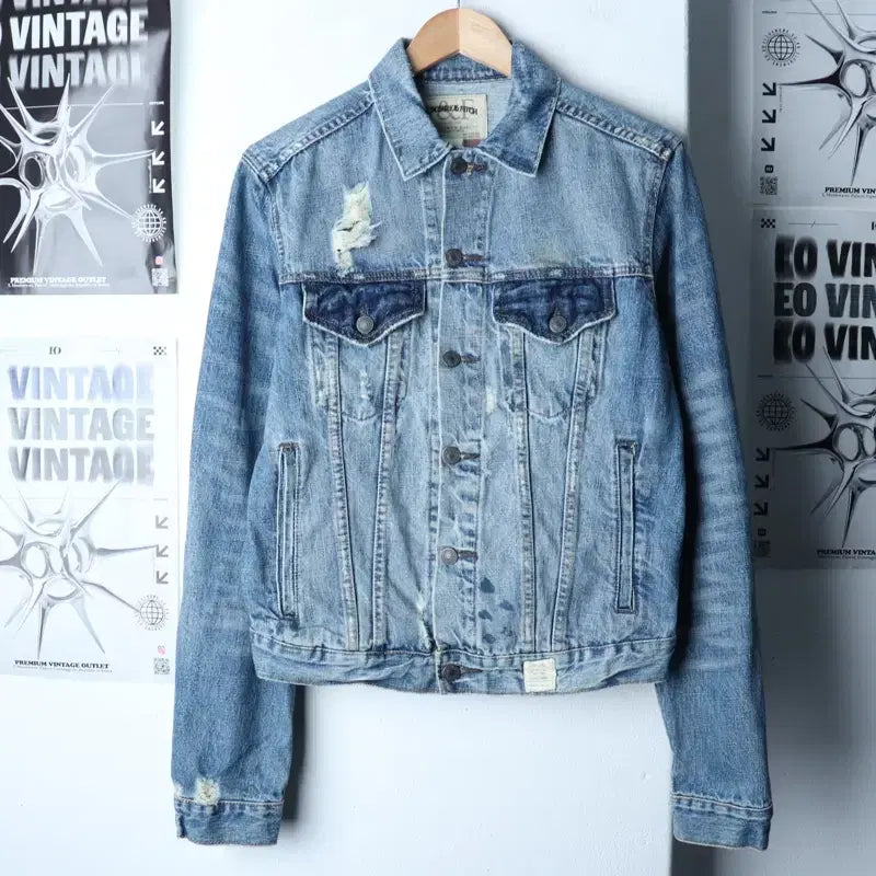 [BUNJANG] Abercrombie & Fitch Denim Trucker Jacket / (M) 아베크롬비 집업 바람막이 점퍼자켓 데님 청 트러커-174E5
