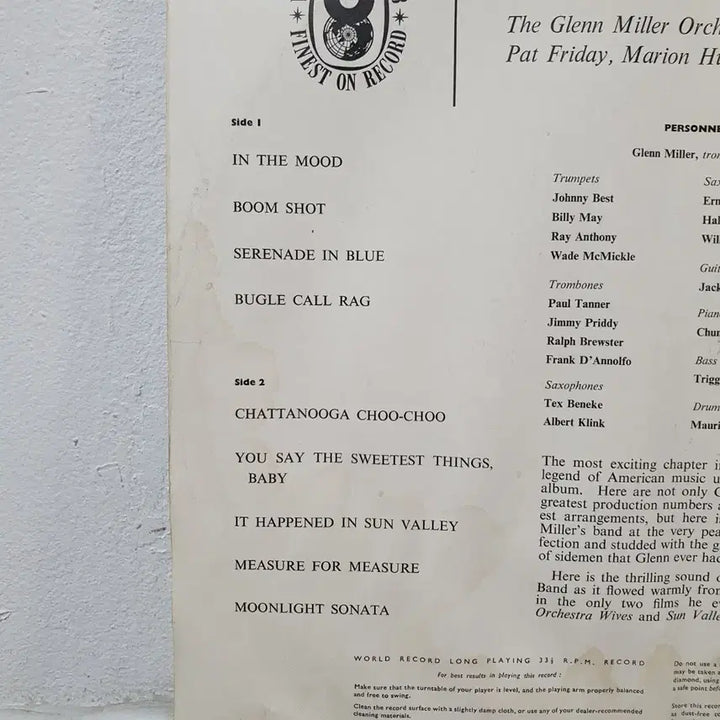 [BUNJANG] Glenn Miller Glenn Miller's Greatest LP Vinyl Record / 글렌 밀러 Glenn Miller's Greatest LP  영국반