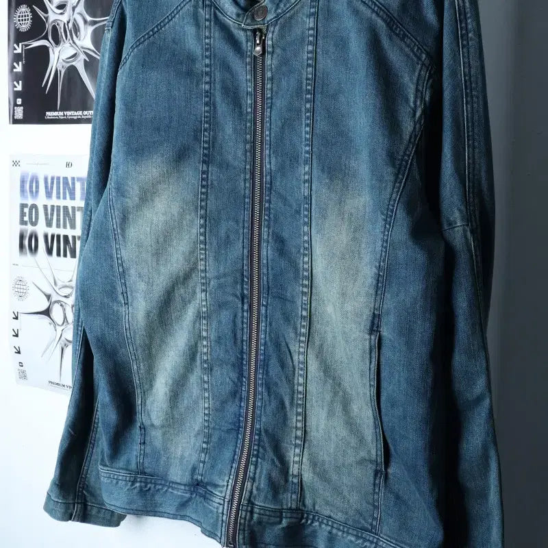 [BUNJANG] Pani Kale 2XL Denim Windbreaker Jacket / (2XL) 빠니깔레 집업 바람막이 점퍼자켓 빅사이즈 데님 청-174EB