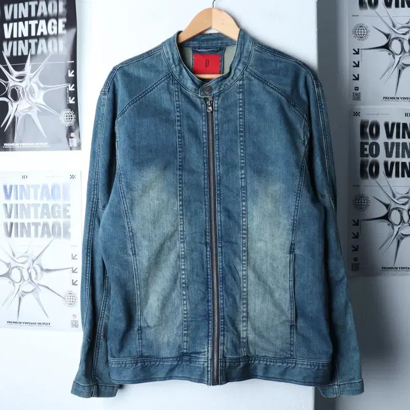 [BUNJANG] Pani Kale 2XL Denim Windbreaker Jacket / (2XL) 빠니깔레 집업 바람막이 점퍼자켓 빅사이즈 데님 청-174EB