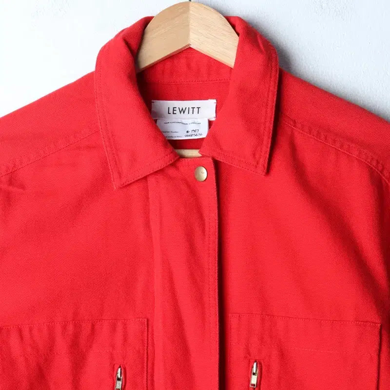 [BUNJANG] W(F) LeWit Windbreaker Jacket Red / W(F) 르윗 집업 바람막이 점퍼자켓 트러커 레드 아메카지-174F5