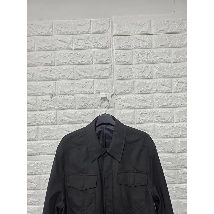 [BUNJANG] Il Corso Black Oversized Double Layered Minimal Trucker Jacket / L 22s 일꼬르소 블랙 오버핏 더블 레이어드 미니멀 트러커자켓 C86