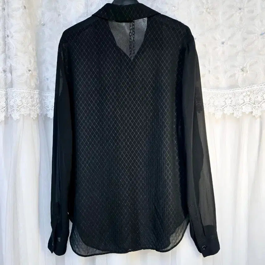[BUNJANG] Sisley Sheer Black Blouse / 시슬리 시스루블랙셔츠 블라우스