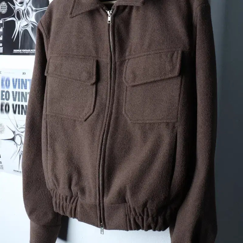 [BUNJANG] Arban Quilted Windbreaker Jacket / (M-L) 아르반 집업 바람막이 점퍼자켓 블루종 브라운 누빔-17505