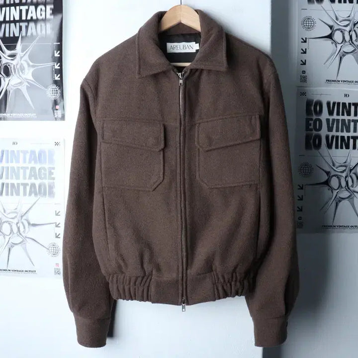 [BUNJANG] Arban Quilted Windbreaker Jacket / (M-L) 아르반 집업 바람막이 점퍼자켓 블루종 브라운 누빔-17505