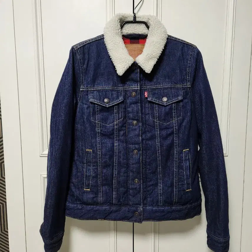 [BUNJANG] Levi's Women's Shearling Goose Down Denim Jacket / [90]리바이스 여성 양털 구스다운 청자켓