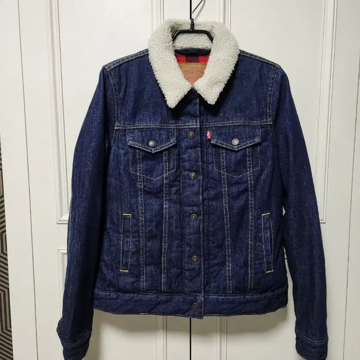 [BUNJANG] Levi's Women's Shearling Goose Down Denim Jacket / [90]리바이스 여성 양털 구스다운 청자켓
