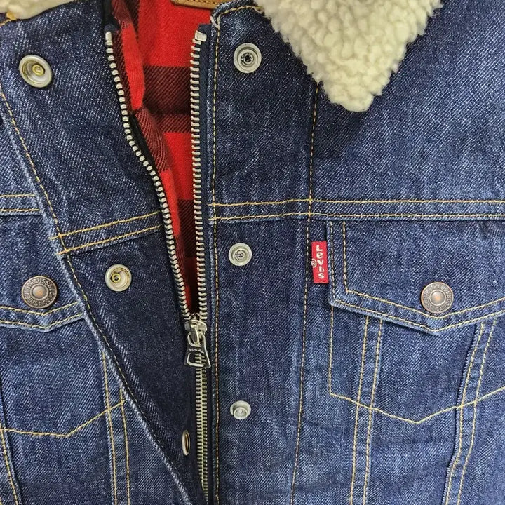 [BUNJANG] Levi's Women's Shearling Goose Down Denim Jacket / [90]리바이스 여성 양털 구스다운 청자켓