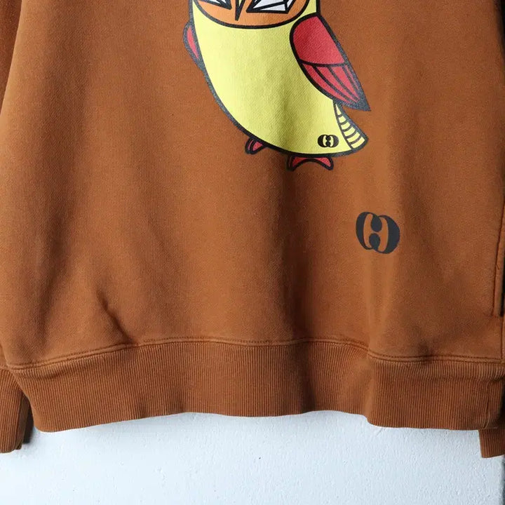 [BUNJANG] Lucky Chouette Men's Sweatshirt Owl Semi-crop Brown / W(M) 럭키슈에뜨 맨투맨 티셔츠 부엉이 세미크롭 기모 브라운-17512