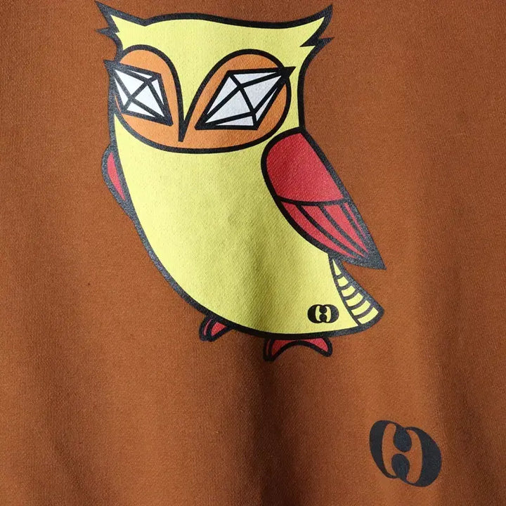 [BUNJANG] Lucky Chouette Men's Sweatshirt Owl Semi-crop Brown / W(M) 럭키슈에뜨 맨투맨 티셔츠 부엉이 세미크롭 기모 브라운-17512