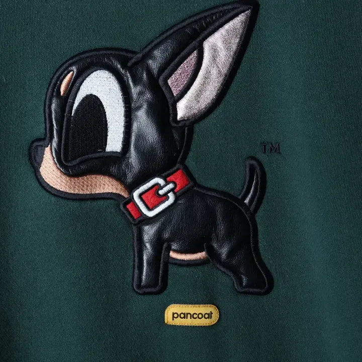 [BUNJANG] Pancoat Dog Logo Green Sweatshirt / (M-L) 팬콧 맨투맨 티셔츠 레더 강아지 빅로고 그린 키치-1751A