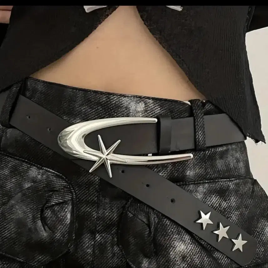 [BUNJANG] Black Star Studded Y2K Belt / (시착만) 블랙 별 스터드 Y2K 벨트
