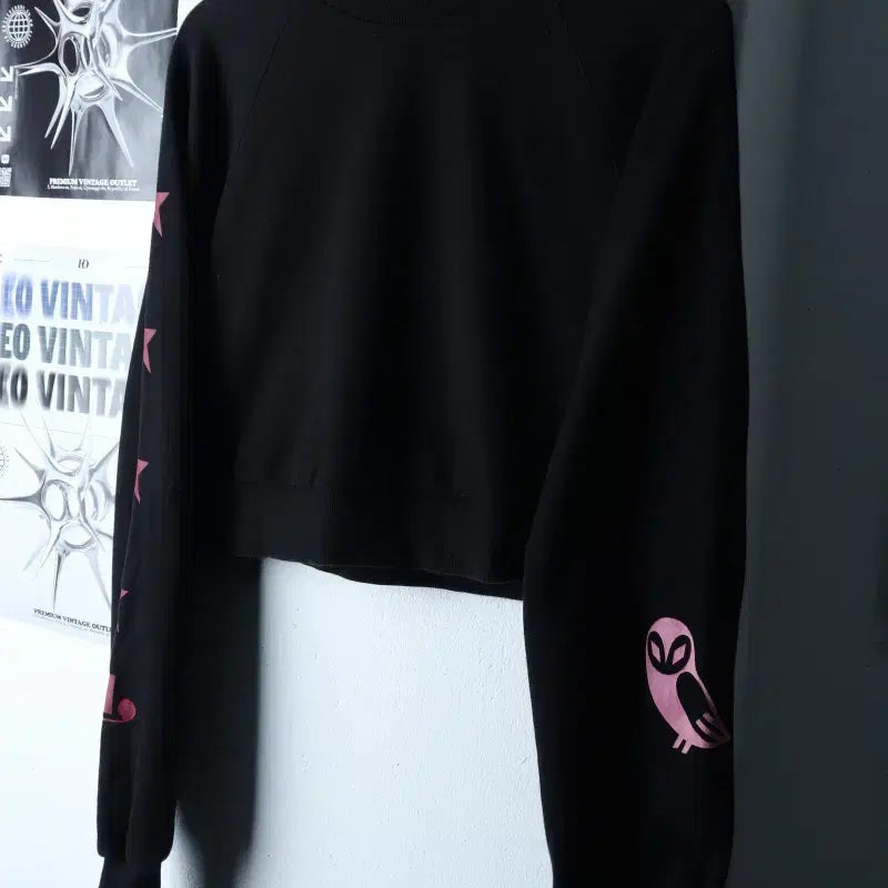 [BUNJANG] Lucky Marche Raglan Printing Sweatshirt Black Limited Edition / W(S) 럭키마르쉐 맨투맨 티셔츠 나그랑 프린팅 블랙 한정판-17532