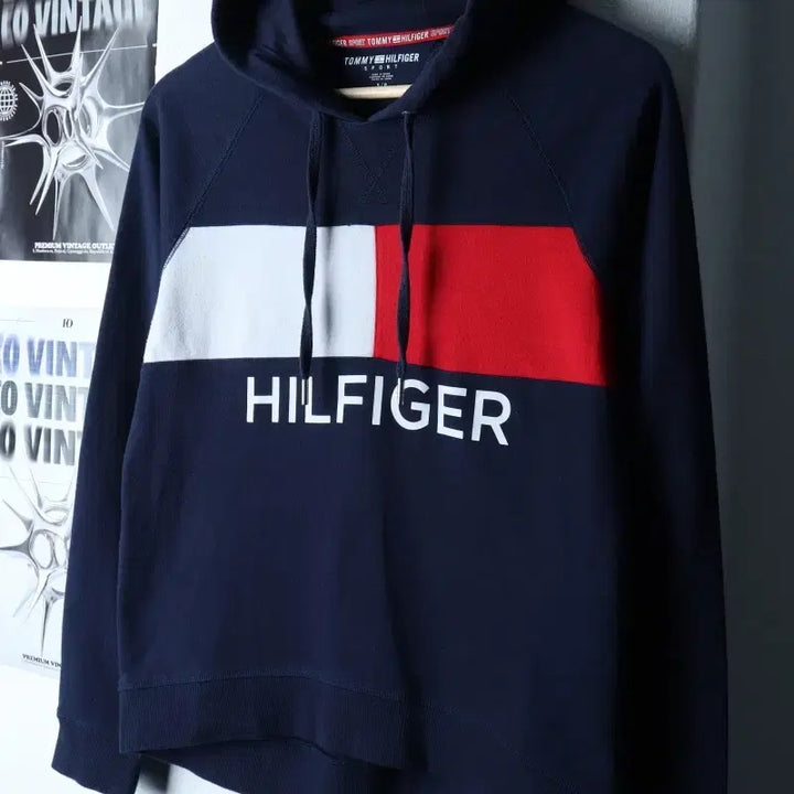 [BUNJANG] Tommy Hilfiger Big Logo Hoodie Navy / W(S-M) 타미힐피거 후드티셔츠 빅로고 네이비 올드스쿨-17535