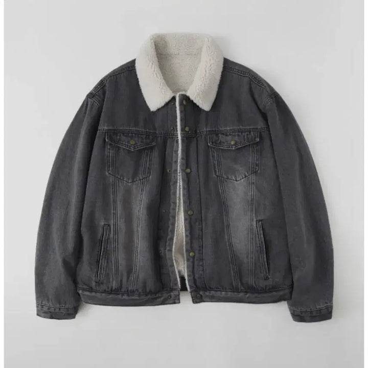 [BUNJANG] Lafarge Store Washed Denim Sherpa Trucker Jacket / 라퍼지스토어 워시드 데님 쉐르파 트러커 자켓 워시드블랙(새상품)
