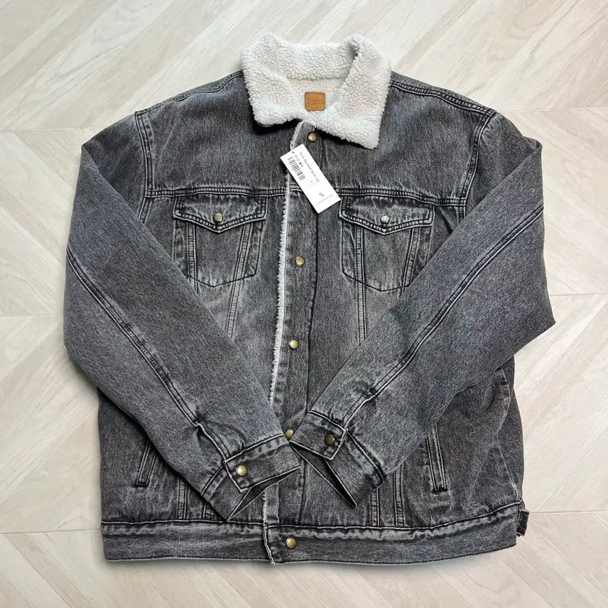 [BUNJANG] Lafarge Store Washed Denim Sherpa Trucker Jacket / 라퍼지스토어 워시드 데님 쉐르파 트러커 자켓 워시드블랙(새상품)