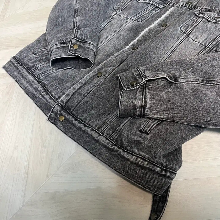 [BUNJANG] Lafarge Store Washed Denim Sherpa Trucker Jacket / 라퍼지스토어 워시드 데님 쉐르파 트러커 자켓 워시드블랙(새상품)