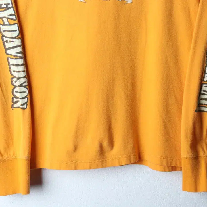 [BUNJANG] Harley-Davidson Long Sleeve T-shirt - Yellow / W(L-XL) 할리데이비슨 긴팔티셔츠 빅로고 레터링 노랑-17548
