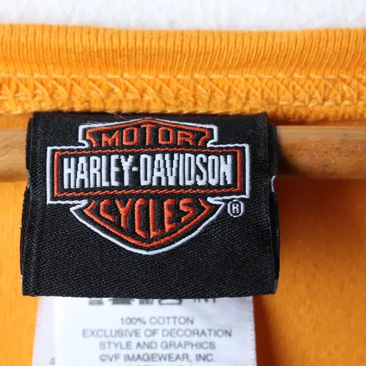 [BUNJANG] Harley-Davidson Long Sleeve T-shirt - Yellow / W(L-XL) 할리데이비슨 긴팔티셔츠 빅로고 레터링 노랑-17548