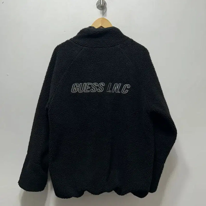 [BUNJANG] Guess Black Back Logo Reversible Windbreaker Jacket / 게스 블랙 백로고 바람막이 자켓 양면 후리스 L