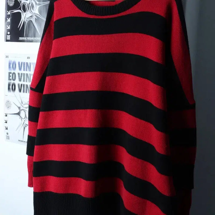 [BUNJANG] Vintage Striped Knit Heavy Grunge Sweater / (F) 브랜드빈티지 니트 오버핏 스트라이프 헤비 그런지-1747D