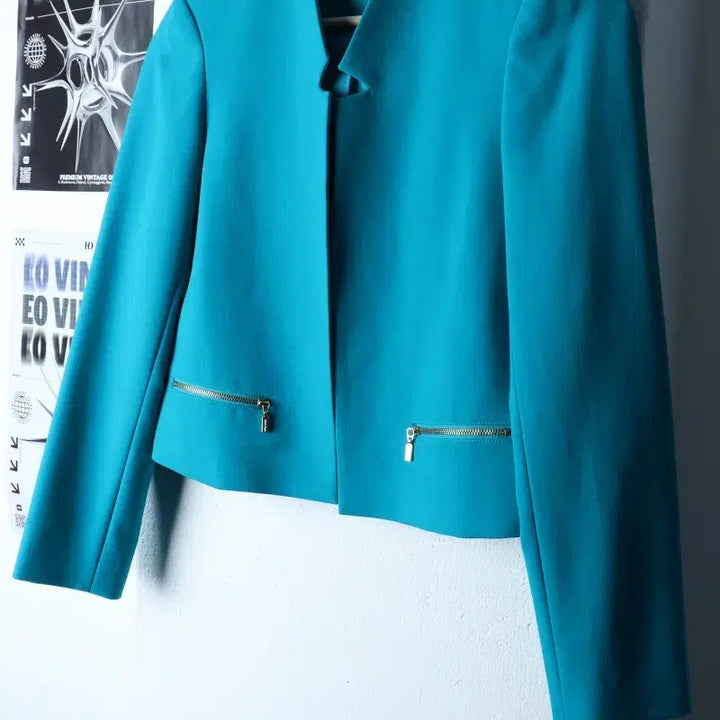 [BUNJANG] Calvin Klein Blazer Jacket, Light Blue / W(F) 캘빈클라인 정장 슈트 자켓 블레이저 연블루 세미크롭-1748B