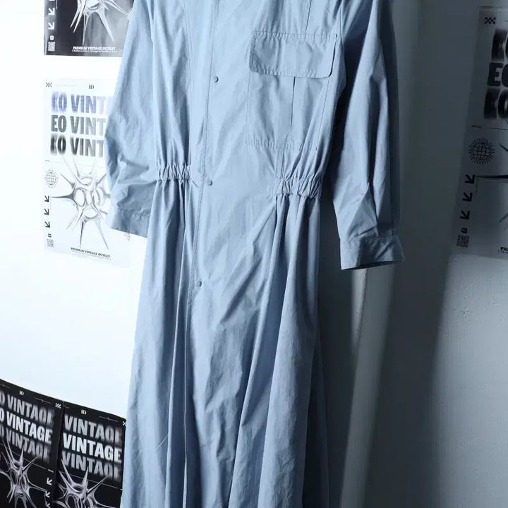 [BUNJANG] Sonysei Coat Jacket - Light Blue Woven Long Coat / W(S) 소니세이 코트자켓 연블루 우븐 롱-1748D