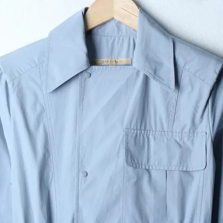 [BUNJANG] Sonysei Coat Jacket - Light Blue Woven Long Coat / W(S) 소니세이 코트자켓 연블루 우븐 롱-1748D