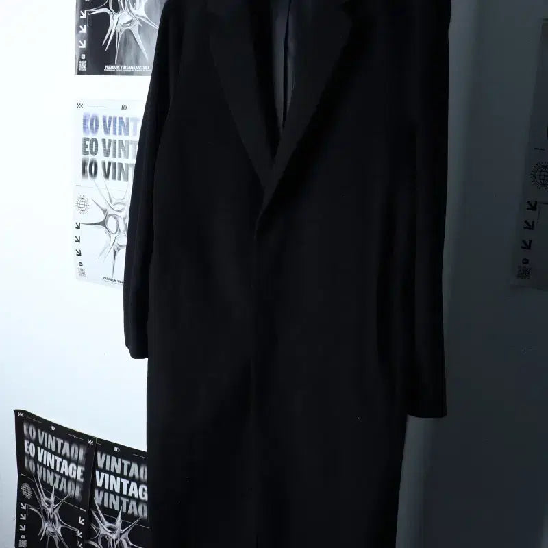 [BUNJANG] Vintage Cashmere Coat Jacket / (M-L) 브랜드빈티지 코트자켓 캐시미어 싱글 블랙 롱-1748F