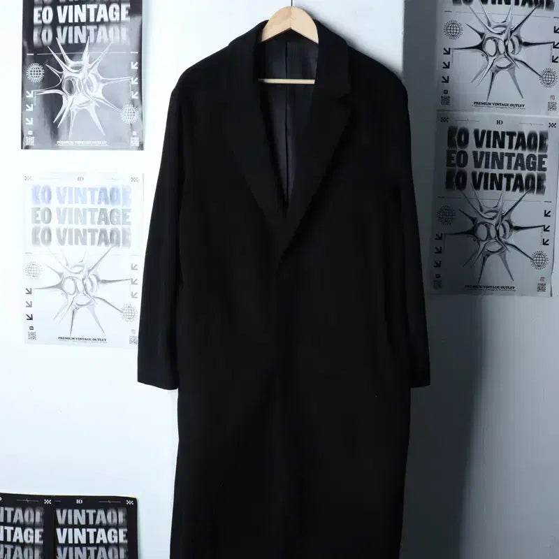[BUNJANG] Vintage Cashmere Coat Jacket / (M-L) 브랜드빈티지 코트자켓 캐시미어 싱글 블랙 롱-1748F