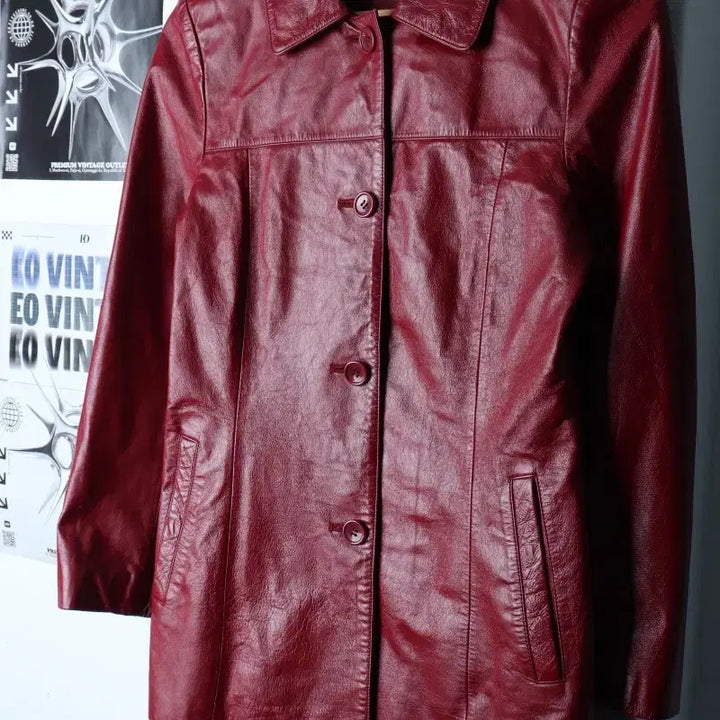 [BUNJANG] W(M) Vintage Faux Leather Windbreaker Jacket / W(M) 브랜드빈티지 집업 바람막이 점퍼자켓 페이크레더-17491