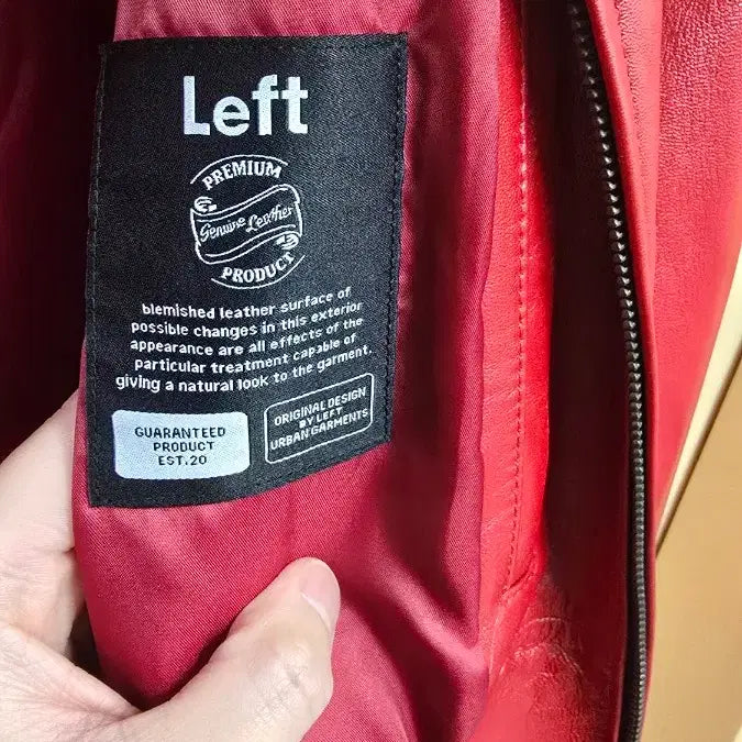 [BUNJANG] Left Seoul Lambskin Leather Jacket (Red) - Size L / 레프트서울 램스킨 양가죽 클래식 레더자켓 (레드) L사이즈