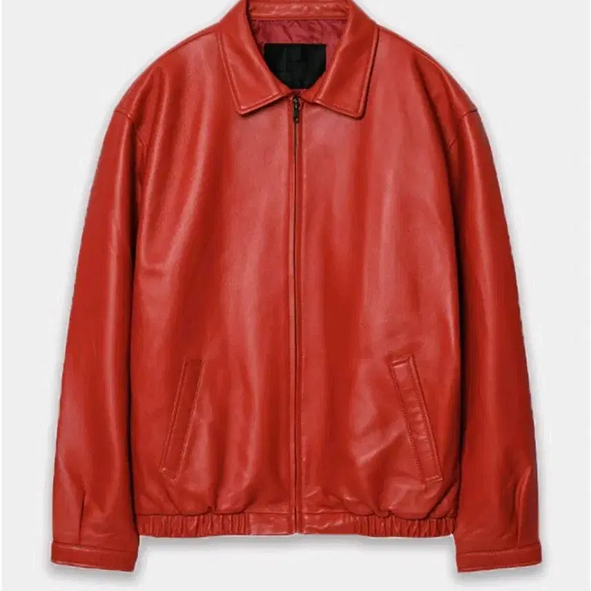 [BUNJANG] Left Seoul Lambskin Leather Jacket (Red) - Size L / 레프트서울 램스킨 양가죽 클래식 레더자켓 (레드) L사이즈