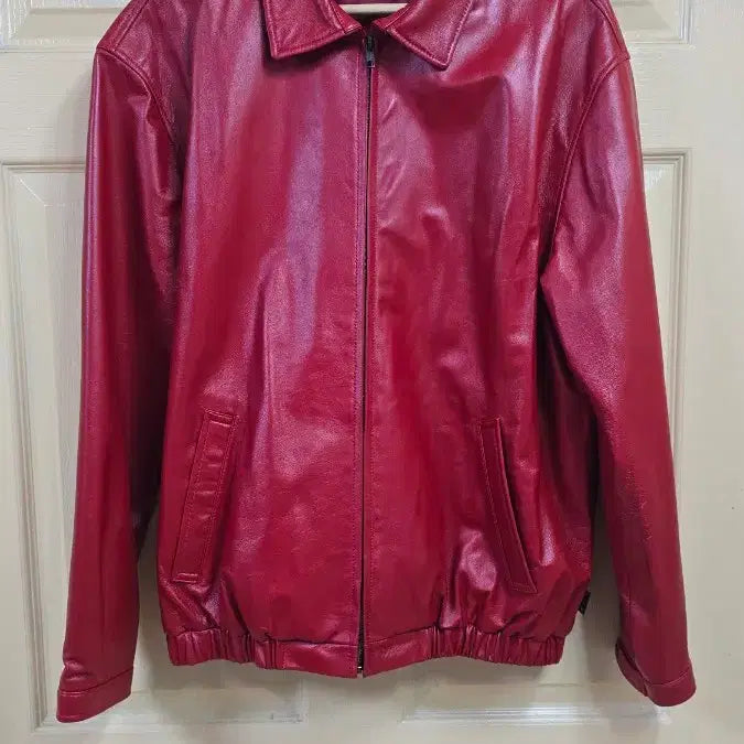 [BUNJANG] Left Seoul Lambskin Leather Jacket (Red) - Size L / 레프트서울 램스킨 양가죽 클래식 레더자켓 (레드) L사이즈