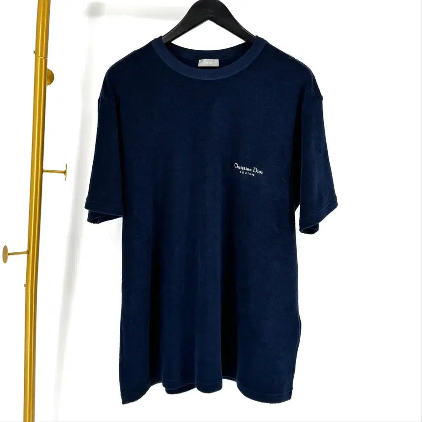 [BUNJANG] Dior Terry Cotton T-shirt Navy (L) / [100%정품] 25FW 디올 테리 코튼 반팔 티셔츠 네이비 L사이즈