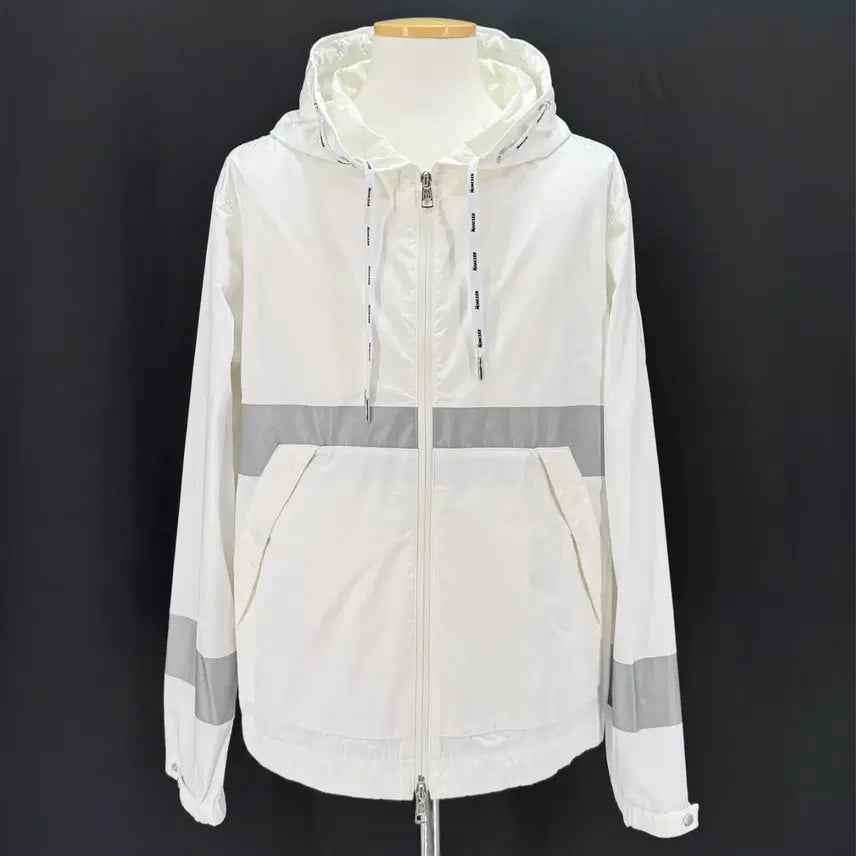 [BUNJANG] Moncler Big Logo Windbreaker Hooded Jacket White / [2사이즈] 몽클레어 빅로고 바람막이 후드 자켓 화이트