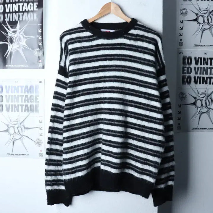 [BUNJANG] Someplace Mohair Striped Knit Sweater / (F) 썸플레이스 니트 모헤어 스트라이프 범고래 스트릿-174A0