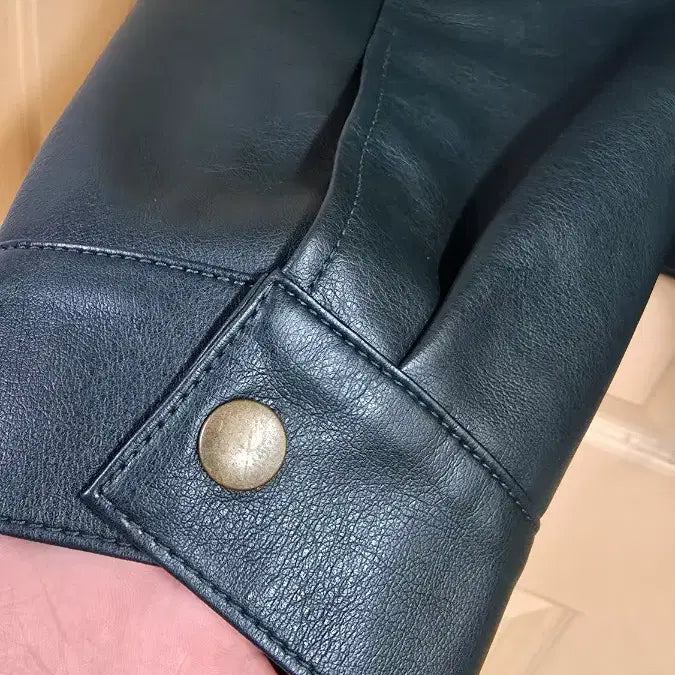 [BUNJANG] FFEFF STUDIO Leather Single Zip-Up Jacket (Dark Green) / 페프스튜디오 (FFEFF STUDIO) 레더 싱글 집업 자켓 M