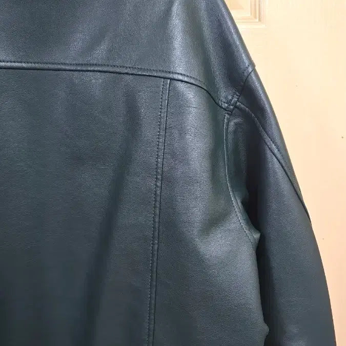 [BUNJANG] FFEFF STUDIO Leather Single Zip-Up Jacket (Dark Green) / 페프스튜디오 (FFEFF STUDIO) 레더 싱글 집업 자켓 M