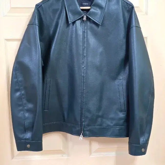 [BUNJANG] FFEFF STUDIO Leather Single Zip-Up Jacket (Dark Green) / 페프스튜디오 (FFEFF STUDIO) 레더 싱글 집업 자켓 M