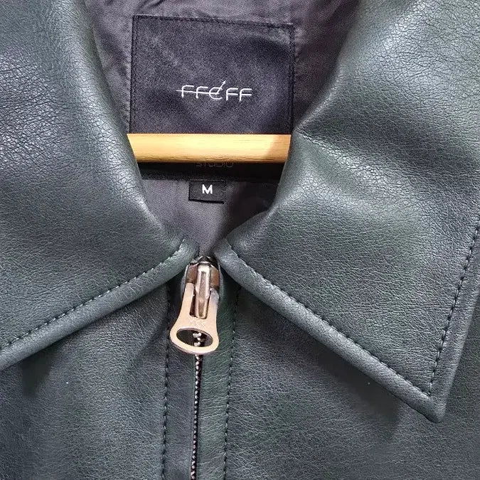 [BUNJANG] FFEFF STUDIO Leather Single Zip-Up Jacket (Dark Green) / 페프스튜디오 (FFEFF STUDIO) 레더 싱글 집업 자켓 M