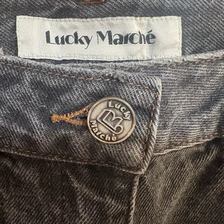 [BUNJANG] Lucky Marche Black Denim Wide Pants / 럭키마르쉐블랙 데님 와이드 팬츠