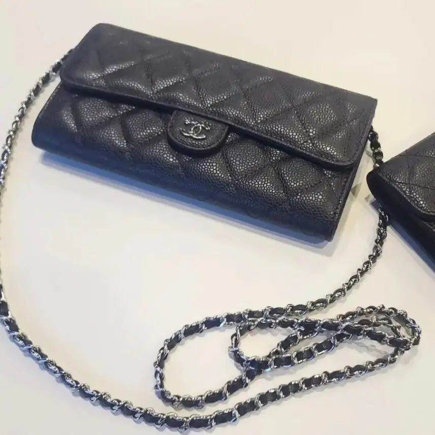 [BUNJANG] Chanel Caviar Silver Long Wallet / 샤넬 캐비어 은장 장지갑 새상품 블랙