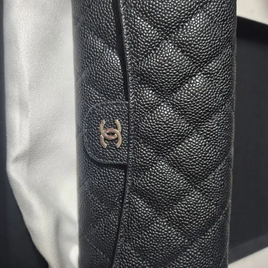 [BUNJANG] Chanel Caviar Silver Long Wallet / 샤넬 캐비어 은장 장지갑 새상품 블랙