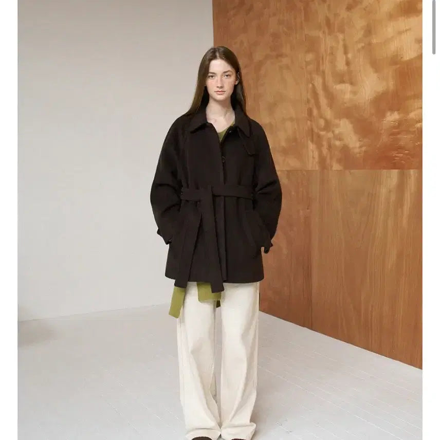 [BUNJANG] Hane Pound Wool Half Trench Coat - Deep Brown / 하네 파운드 울 하프 트렌치 코트_Deep Brown