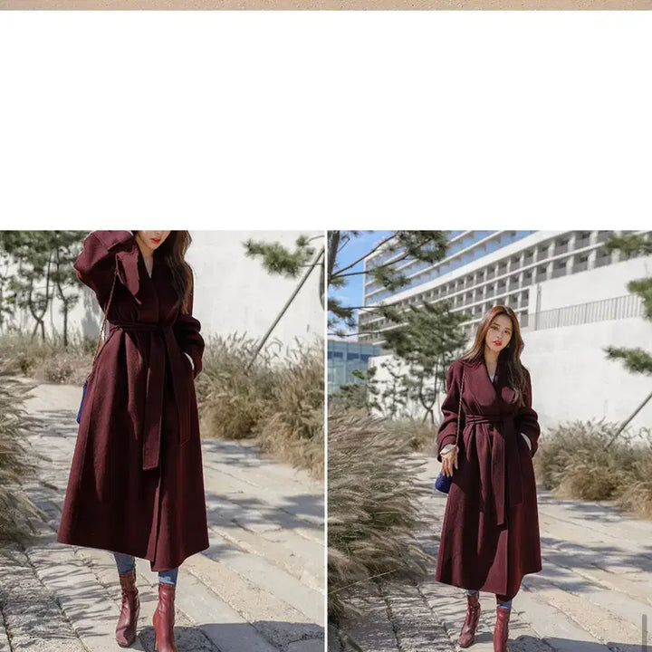 [BUNJANG] Dabagirl [Black Label] Rayvin Shawl Hand Coat (Wine) / 다바걸 [블랙라벨] 레이빈숄핸드코트 (와인)