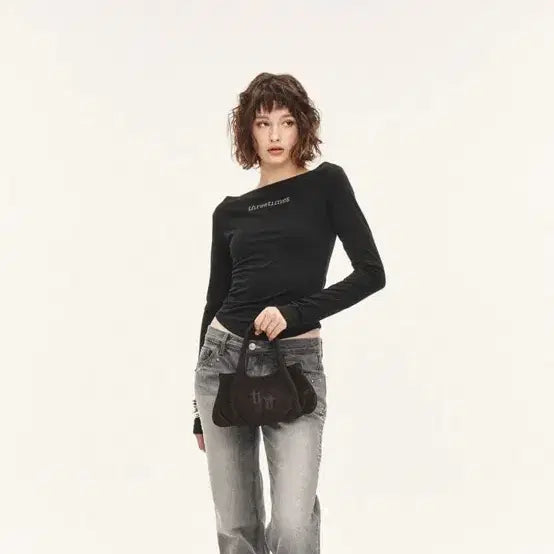 [BUNJANG] 3 Times Off-Shoulder Long Sleeve Tee Blush / 쓰리타임즈 오프숄더 긴팔 티셔츠 Blush tee