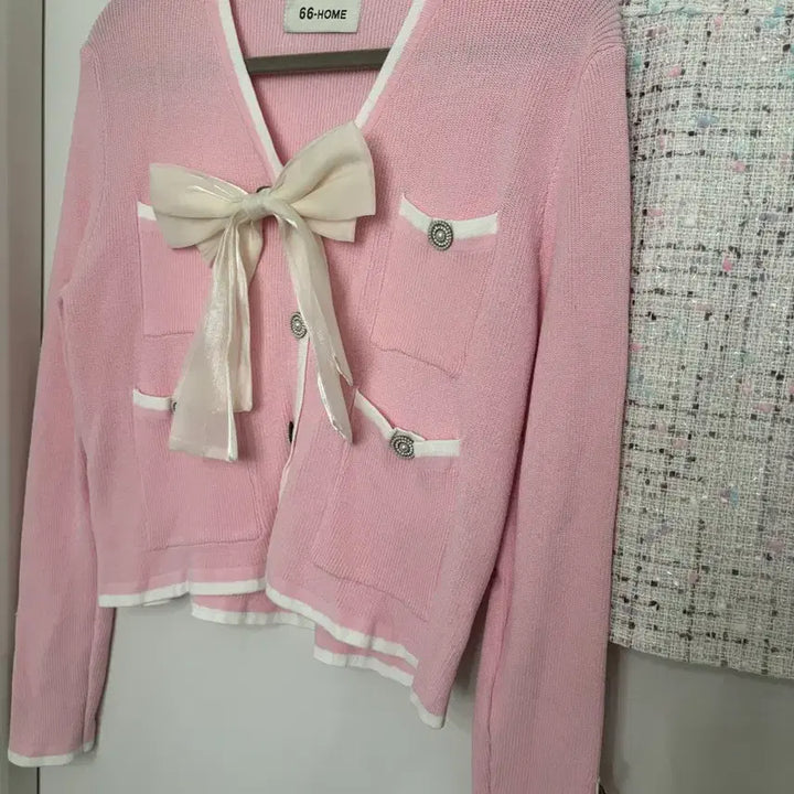 [BUNJANG] 66-HOME Pink Tweed Two-Piece Set (S Size) / 새것) 핑크가디건 트위드 스커트 세트  s사이즈