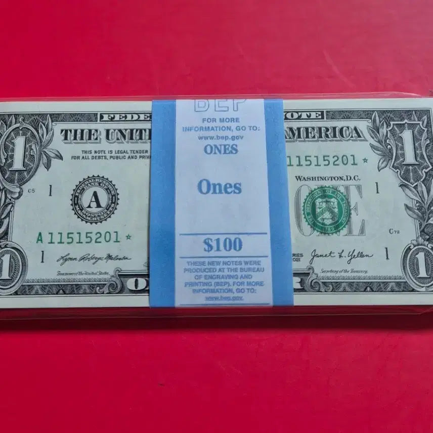[BUNJANG] US 1 Dollar Star Note Bundle Set / 미국 1달러 스타노트 100장 다발